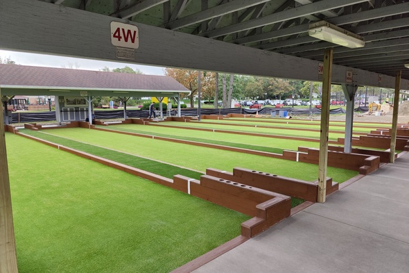 Pittsburgh Bocce Ball Game using artificial grass